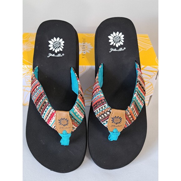 Yellow Box "Oria" Multicolor Woven Flip Flops Women’s Size 10 M - Picture 1 of 6